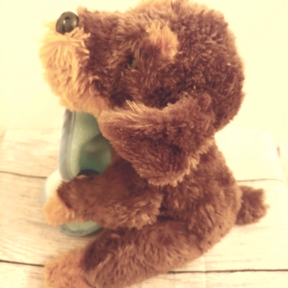 Kellytoy brown realistic dog plush holding blue blanket lovey stuffed animal - Picture 4 of 7